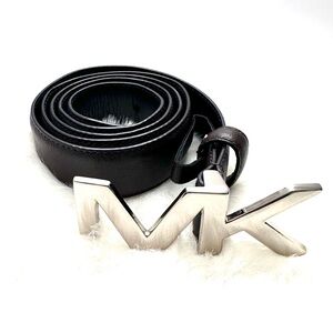 MICHAEL KORS Mens/Womens MK Logo Buckle Dark Brown Belt